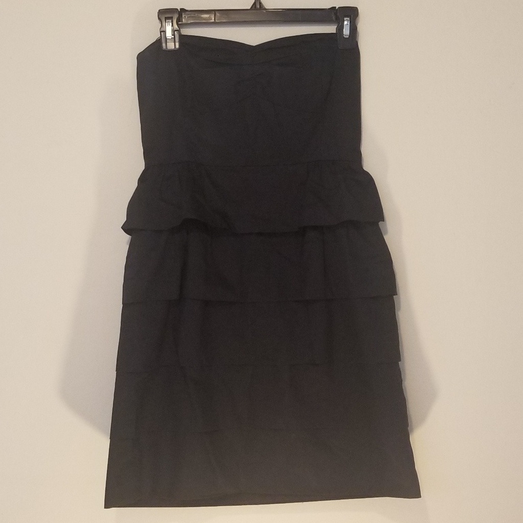 Tiered Strapless Black Cocktail Dress